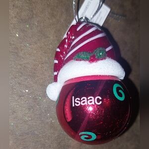 Isaac Vintage christmas Santa Hat Ornament